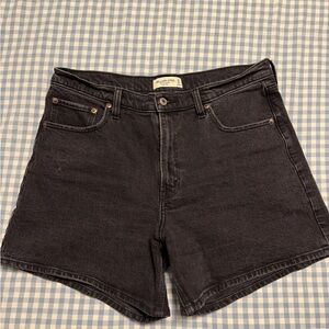 Abercrombie & Fitch Black Denim High-Rise Dad Shorts